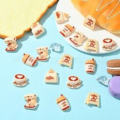 50個 5スタイル コーヒーテーマ 不透明樹脂デコデンカボション  混合図形  22~27.5x19~27x7~12mm  10個/スタイル&nbsp;FIND-CJ0011-15
