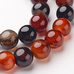 天然石瑪瑙ビーズ連売り  ラウンド  染め＆加熱  チョコレート  8mm  穴：1mm  約48個/連  14.1インチ&nbsp;G-D845-02-8mm