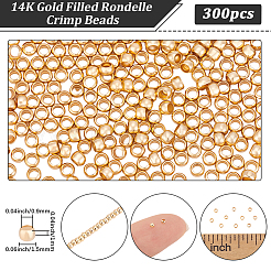 真鍮クリンプビーズ3袋  長持ちメッキ  本金14KGFゴールドフィルド  1.5x1mm  穴：0.9mm&nbsp;KK-BBC0026-09C