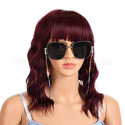 眼鏡チェーン  眼鏡用ネックストラップ  fgbラウンドガラスシードビーズ付き  真鍮製つぶし玉カバーカシメ玉カバー  304ステンレススチールのロブスタークロウ留め具とゴムループエンド  カラフル  27.56インチ（70cm）&nbsp;AJEW-EH00272-03