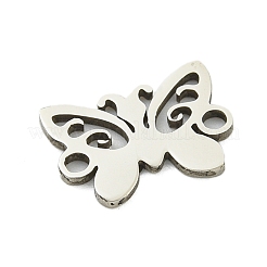 変色しない201ステンレススチールコネクタチャーム  中空のバタフライリンク  ステンレス鋼色  9x12.5x1mm  穴：1.5mm&nbsp;STAS-M015-21P