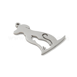 304ステンレスペンダント  レーザー切断  犬チャーム  変色防止  ステンレス鋼色  26x20x1mm  穴：1.5mm&nbsp;STAS-F326-09P