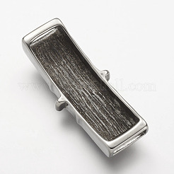 304ステンレススチールスライドチャーム  アンカー＆ヘルム付き長方形  アンティークシルバー  39x17x7mm  穴：4x10mm&nbsp;STAS-P169-19AS