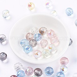 電着チェコガラスビーズ  虹メッキ  多面カット  ラウンド  ミックスカラー  13.5mm  穴：1.5mm  約40個/袋&nbsp;GLAA-I045-13A
