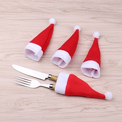 クリスマス帽子布カトラリーセットバッグ  クリスマステーブルホテルレストランアレンジメント装飾用品用ナイフとフォークカバー  帽子  126x60x6mm&nbsp;AJEW-D055-01