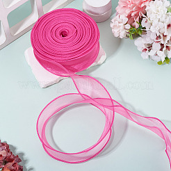 ポリエステルメッシュリボン  花のラッピング用  ギフト包装アクセサリー  フクシア  1-5/8インチ（40mm）  約40.00ヤード（36.58m）/ロール&nbsp;SRIB-TAC0002-28B-03-1