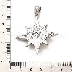 304ステンレスペンダント  クロスチャーム付きスター  アンティークシルバー  47x43x7mm  穴：8x5mm&nbsp;STAS-M334-08AS