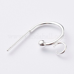 304ステンレススチールハーフフープピアス  銀  15.5x12.5x2.4mm  ピン：0.7mm&nbsp;STAS-Z028-B02-S