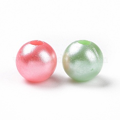 パール調アクリルビーズ  ラウンド  ミックスカラー  8x7.5mm  穴：2.4mm&nbsp;X-OACR-E013-29B