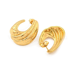 304ステンレススチール製イヤリング  女性用スタッドピアス  C字型  ゴールドカラー  25x20mm&nbsp;EJEW-L290-010G