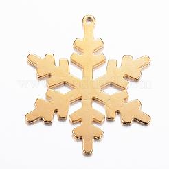 304ステンレススチールペンダントラインストーンセッティング  スノーフレーク  18KGP本金メッキ  36x30.5x1.5mm  穴：1.5mm  1mmのラインストーンに適する&nbsp;STAS-H380-07G