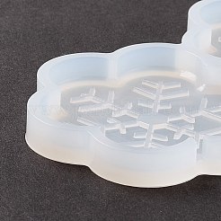 スノーフレーク形状の食品グレードのシリコンロリポップ型  フォンダン型  DIY食用ケーキトッパー用  チョコレート  キャンディ  UVレジン＆エポキシ樹脂ジュエリー作り  クリスマステーマ  ホワイト  75x130x6.5mm  内径：44x41mm  2mmスティックにフィット&nbsp;DIY-D069-15
