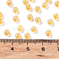 ガラス玉  色の内側  丸い穴  ラウンド  オレンジ  4x3mm  穴：1.4mm  7650個/ポンド&nbsp;SEED-H002-J-A706