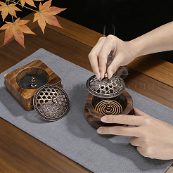 2袋2種類の木製香炉  香立て  ホームオフィス茶屋禅仏教用品  混合図形  95~105x95~105x35~41mm&nbsp;AJEW-PH0010-17