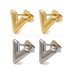 PVD真空メッキ304ステンレススチールスタッドピアス  V字  ゴールデン·ステンレス鋼色  11x11mm  12個/セット&nbsp;EJEW-C099-03GP