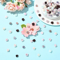 100 個のプラスチックカボション  花  ミックスカラー  10x10x5.5mm&nbsp;KY-CJ0002-17