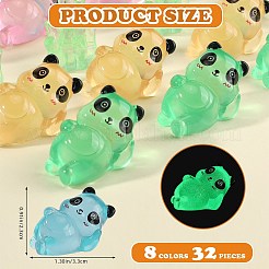 32個 8スタイル 光る樹脂パンダオーナメント  暗闇で光るホームデコレーション  ミックスカラー  23~26x23~33mm  4個/スタイル&nbsp;DJEW-SZ0001-18