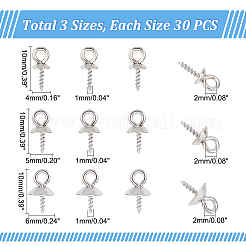 90個 3サイズ 201 ステンレススチール カップペグベイルペンダント  ハーフドリルビーズ用  ステンレス鋼色  10x4~6mm  穴：2mm  ピン：1mm  30pcs /サイズ&nbsp;STAS-UN0040-24