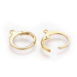 304ステンレススチールフレンチフックピアス金具  カン付き  24KGP本金メッキ  14.5x12.5x2mm  穴：1.2mm&nbsp;STAS-I100-19G
