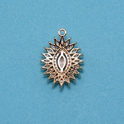 真鍮マイクロパヴェクリアキュービックジルコニアペンダント  オーバル  ライトゴールド  25.5x18x5mm  穴：1.8mm&nbsp;ZIRC-WH0007-003