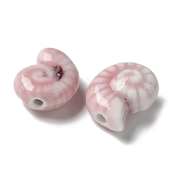 手作りの陶器ビーズ  カタツムリ  ピンク  20~21x16~17x9~10.5mm  穴：2~3mm&nbsp;PORC-L080-F02