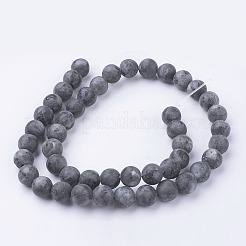 天然黒ラルビカイト ビーズ 連売り  ラウンド  艶消し  8~8.5mm  穴：1mm  約45~47個/連  14.9インチ（38cm）&nbsp;G-G735-57F-8mm