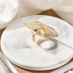 女性用アジャスタブルリング  ライトゴールド  葉  葉：54x27.5mm  内径：18mm&nbsp;RJEW-B108-06KCG-02