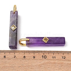 天然石アメジストペンダント  長方形  ゴールドカラー  40x8~8.5x10mm  穴：6x7.5mm&nbsp;GG-CBA51ED-01G-03