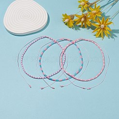 3 個 3 色ガラスシード編組ビーズネックレスセット女性  ミックスカラー  13.39~28.74インチ（34~73cm）  1pc /カラー&nbsp;NJEW-JN04117