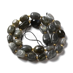 天然石ラブラドライトビーズ連売り  オーバル  9.5~19.5x8~13.5x5.5~13mm  穴：0.9~1.2mm  約24~27個/連  14.96~15.55''（38~39.5センチメートル）&nbsp;G-B028-B04