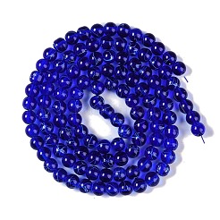 ドローベンチ透明ガラスビーズ連売り  スプレー塗装  ラウンド  ミディアムブルー  8mm  穴：1.3~1.6mm  31.4インチ&nbsp;GLAD-Q012-8mm-22