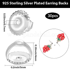 真鍮製イヤーナット30個  ピアスバックキャッチ  925銀メッキ  5x4mm  穴：0.7mm&nbsp;KK-BBC0019-92S