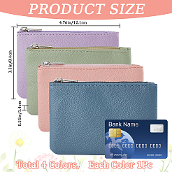 ライチプリントPUレザージップポーチ4個（4色）  女性のための財布  ミックスカラー  8.4x12.1x1.4cm  1pc /カラー&nbsp;ABAG-CP0001-06