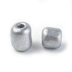 ベーキングペイント ガラスシードビーズ 6/0個  銀  4~5x3~4mm  約500個/50g&nbsp;X-SEED-S003-K29