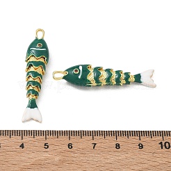 真鍮マイクロパヴェオレンジキュービックジルコニアペンダント  グリーンエナメル  魚のチャーム  ラックめっき  長持ちメッキ  鉛フリー＆カドミウムフリー  18KGP本金メッキ  46x10x7mm  穴：5x2.5mm&nbsp;CU-CBABEB3-09G