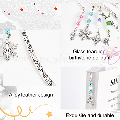 ガラスビーズのブックマーク  花柄チベット風合金フックブックマーク  蝶/花/亀/雪の結晶ペンダントブックマーカー  アンティークシルバー  161~166mm  1個/スタイル  4スタイル  4個/セット&nbsp;AJEW-AB00003