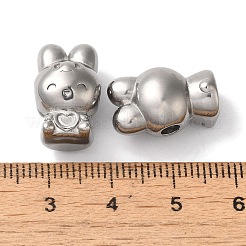 変色しない304ステンレススチールビーズ  兎  ステンレス鋼色  18x11x10mm  穴：3mm&nbsp;STAS-I305-209P