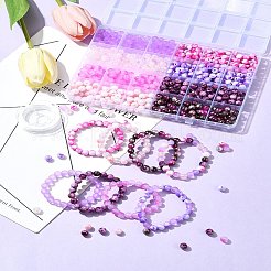DIY ラウンドアクリルビーズブレスレットジュエリー作成キット  ミックスカラー  7.5~8x0.8~8x0.8~8mm  穴：1~2mm&nbsp;DIY-FS0007-40