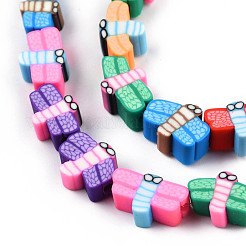 手作り樹脂粘土ビーズ連売り  トンボ  カラフル  5~8.5x9~11.5x4.5~5mm  穴：1.2~1.6mm  約40個/連  16.54インチ(42cm)&nbsp;CLAY-N010-087A