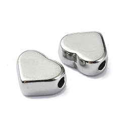 変色しない304ステンレススチールビーズ  ハート  ステンレス鋼色  6x7x3mm  穴：1.4mm&nbsp;STAS-C089-02C-P