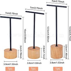 Tバーアイアン＆ウッドイヤリングディスプレイセット  7x2~3.6x11.7~16.2つの穴があるバー  ペルー  [1]cm&nbsp;EDIS-WH0016-02