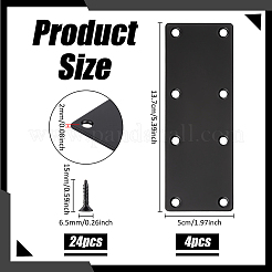 鉄製アングルコードコネクター4個  長方形  ステンレス製家具用ネジ24本付き  50x137x2mm&nbsp;IFIN-BC0001-26B