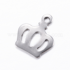 変色しにくい201ステンレススチールチャーム  クラウン  ステンレス鋼色  13x11x0.5mm  穴：1.2mm&nbsp;STAS-D445-105