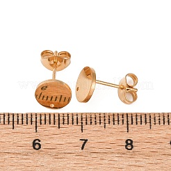 304ステンレススチールスタッドピアス金具  平板付  フラットラウンド  イオンプレーティング（ip）  ゴールドカラー  6mm  穴：1.2mm  ピン：1mm&nbsp;STAS-H436-21G-01