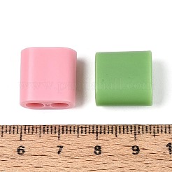 ABSプラスチックビーズ  正方形  2穴  5~6mmコードに適合  ミックスカラー  15x15x8.5mm  穴：4.8mm  10個/セット&nbsp;OACR-N156-07