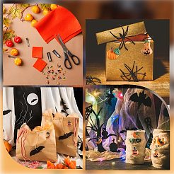 ハロウィンテーマの不透明樹脂カボション40個、4つのスタイル  ジュエリー作りのための  カボチャのジャック・オー・ランタン^&ムーン&パンプキン  混合図形  ミックスカラー  20~29x20~22.5x7~8mm  10個/スタイル&nbsp;RESI-GF0001-09