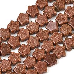 合成ゴールドストーン金砂石ビーズ連売り  スター  8x8x4mm  穴：0.7mm  約48個/連  13.94''（35.4センチメートル）&nbsp;GG-CBA199E-C01-01