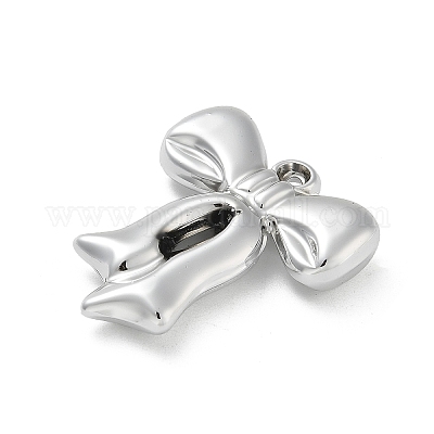 メッキアクリルパーツ  カン付き  蝶結び  銀メッキ  30x25x6mm  穴：2mm&nbsp;PACR-Q008-02S-1