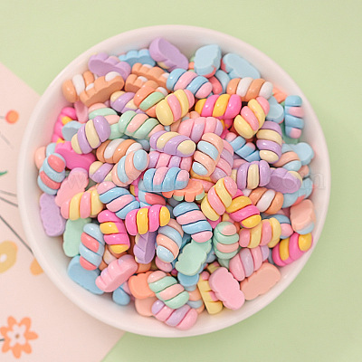 不透明樹脂模造食品デコデンカボション レインボーマシュマロツイスト