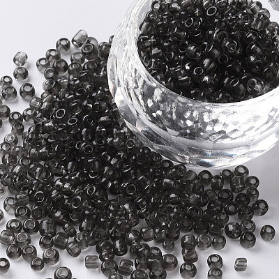 ガラスシードビーズ  トランスペアレント  ラウンド  グレー  8/0  3mm  穴：1mm  約10000ビーズ/ポンド&nbsp;SEED-A004-3mm-12-1